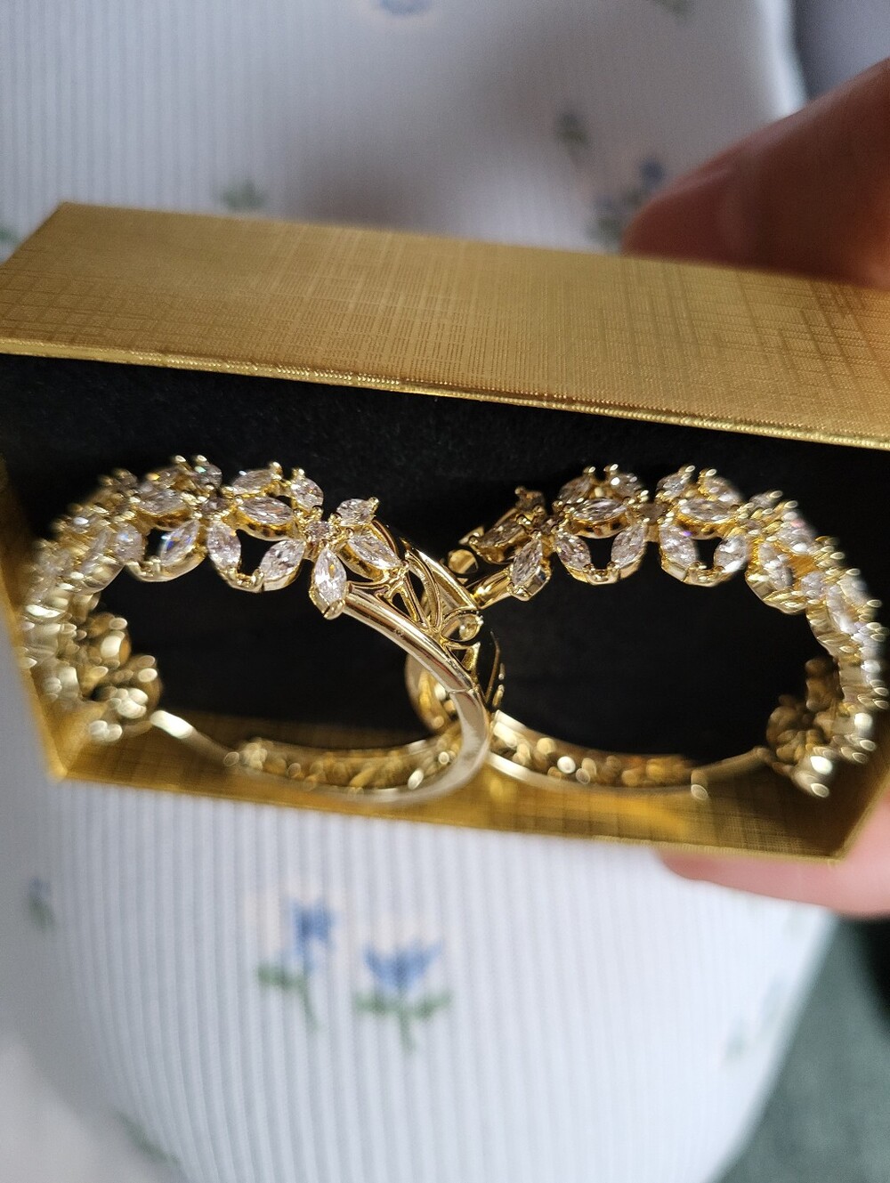 Crystal Laminated Gold Hoop Earrings